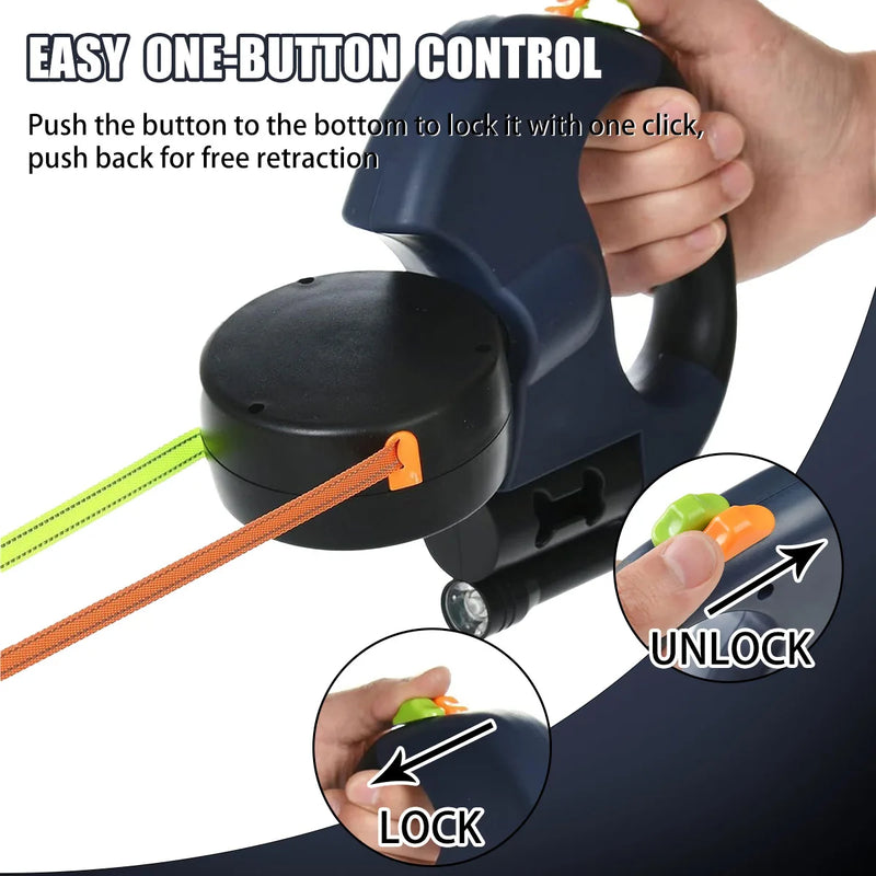 Double Retractable Dog Leash