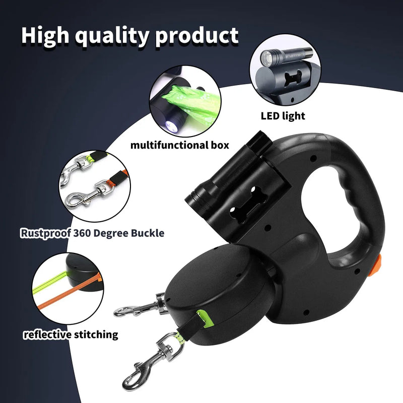 Double Retractable Dog Leash